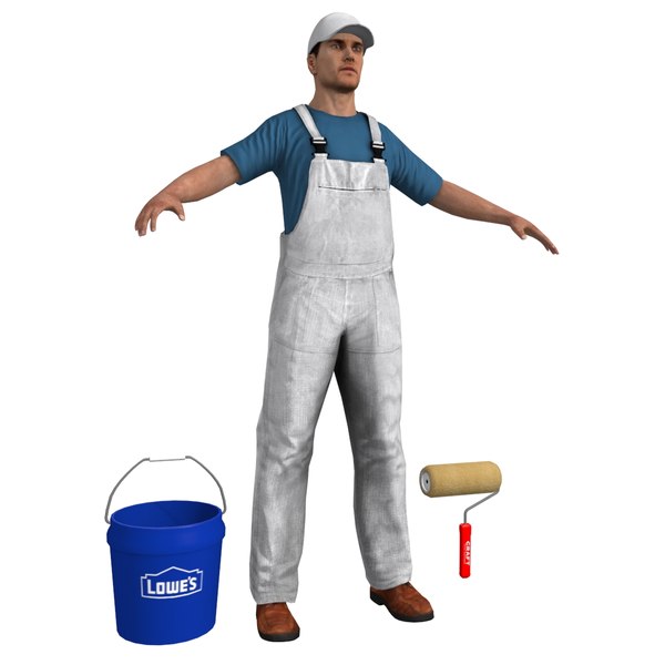 3d model paint worker 1 man