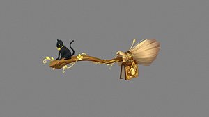 Cartoon Witch Staff - A flying magic wand