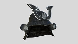 Samurai Helmet 08 Black Metal - Fantasy Character Design