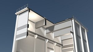 Industrial building in cutaway section 25i12 3D model