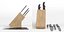 3D kitchen knives wooden stand