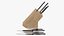 3D kitchen knives wooden stand