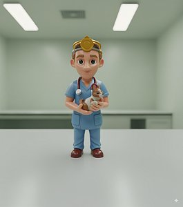 3D Veterinarian Cartoon Character 3D Printable Model model