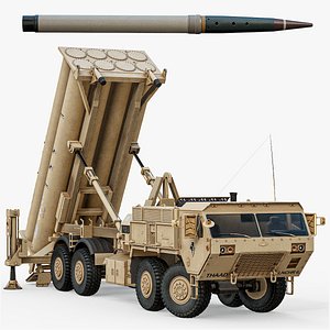 3D Rigged THAAD Air Defense System With Interceptor Missile PBR