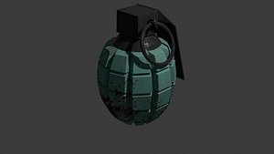 3D Simple 3D Grenade light gree with slight rust  grenade