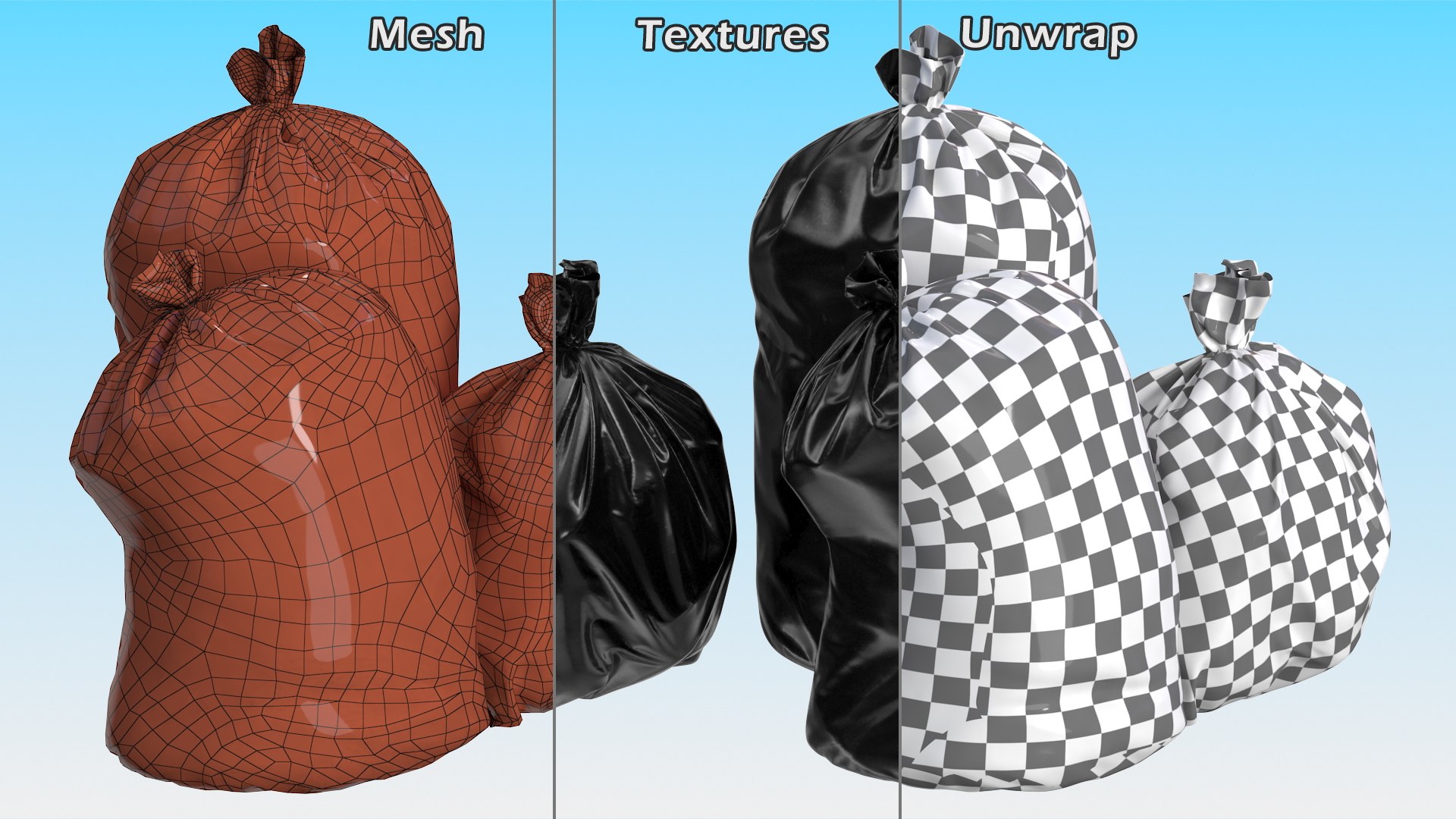 3D Tied Closed Black Trash Bags - TurboSquid 1852931