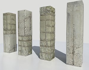 3D damaged pillars metalness model