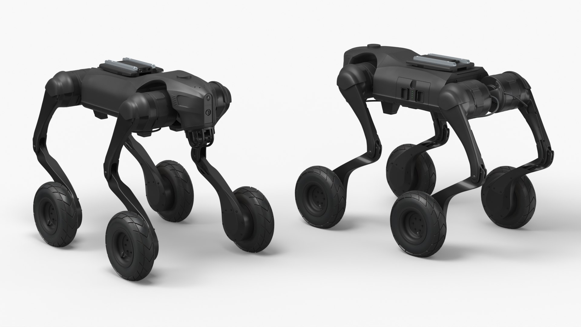 Intelligent Utility Robot with Wheels Black 3D model preview