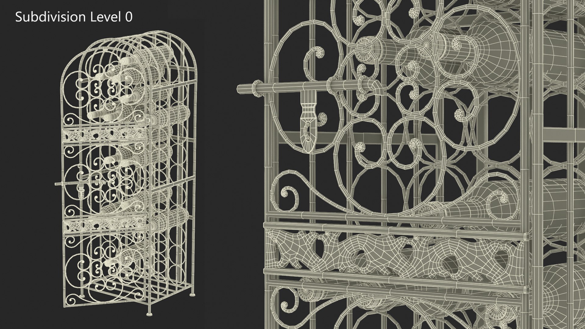 Wine Rack Cabinet With Bottles 3D - TurboSquid 2293313