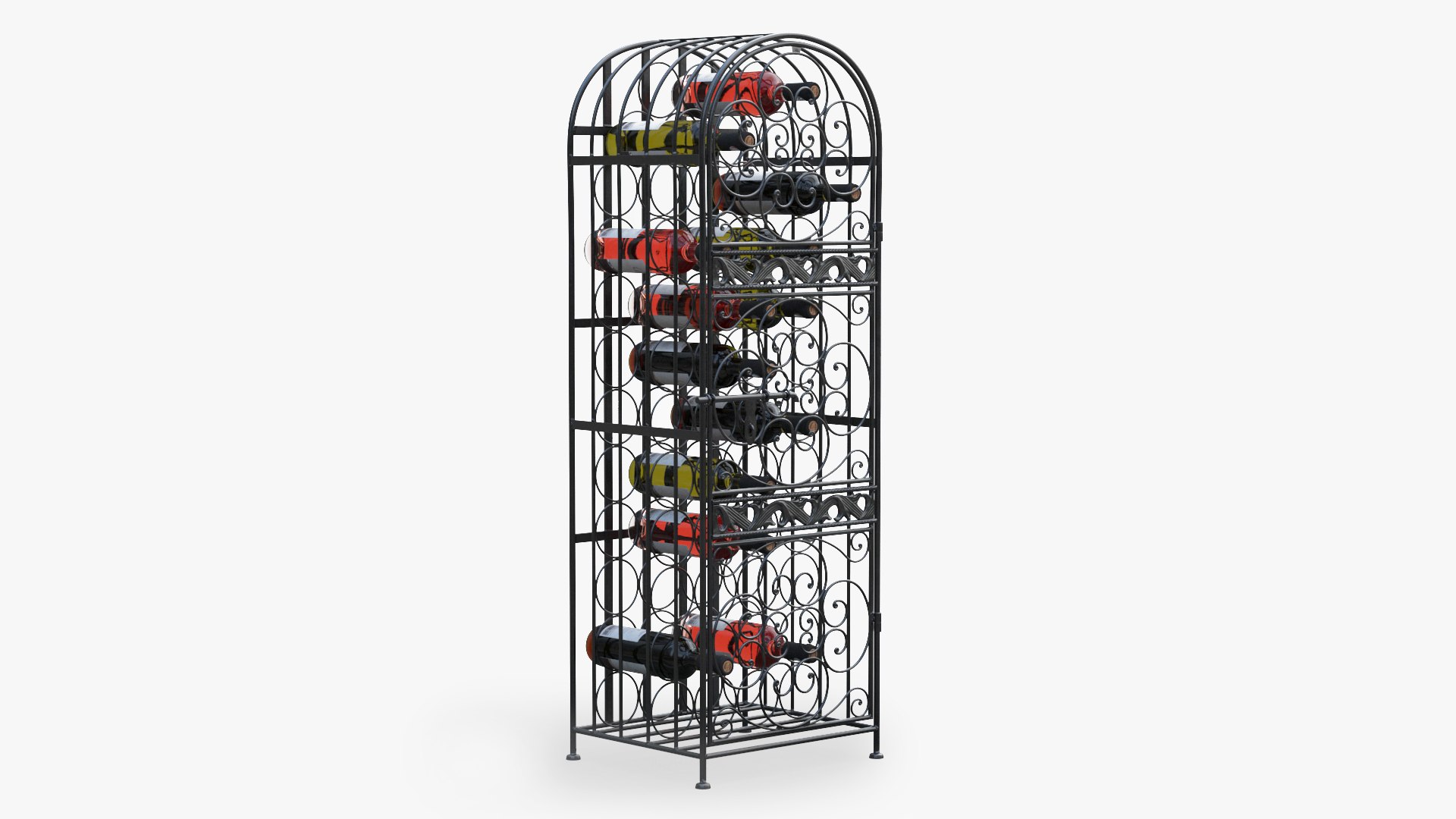 Wine Rack Cabinet with Bottles 3D model preview