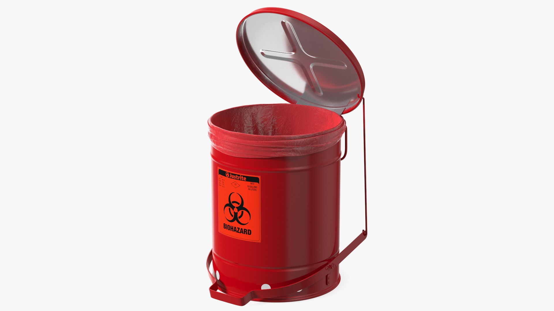 Justrite Biohazard Steel Waste Can 3D model preview