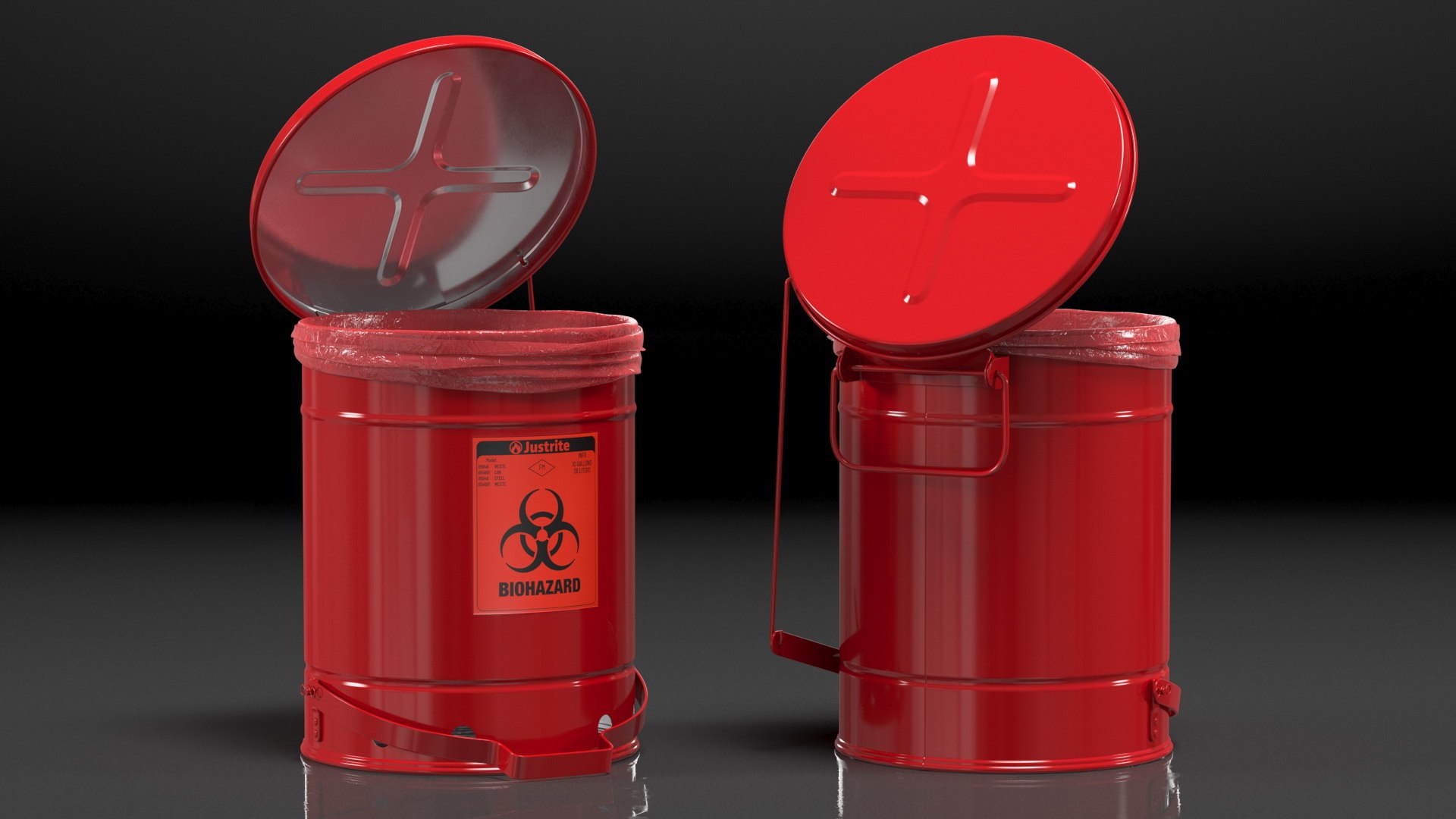 3D Justrite Biohazard Steel Waste Can - TurboSquid 1822177