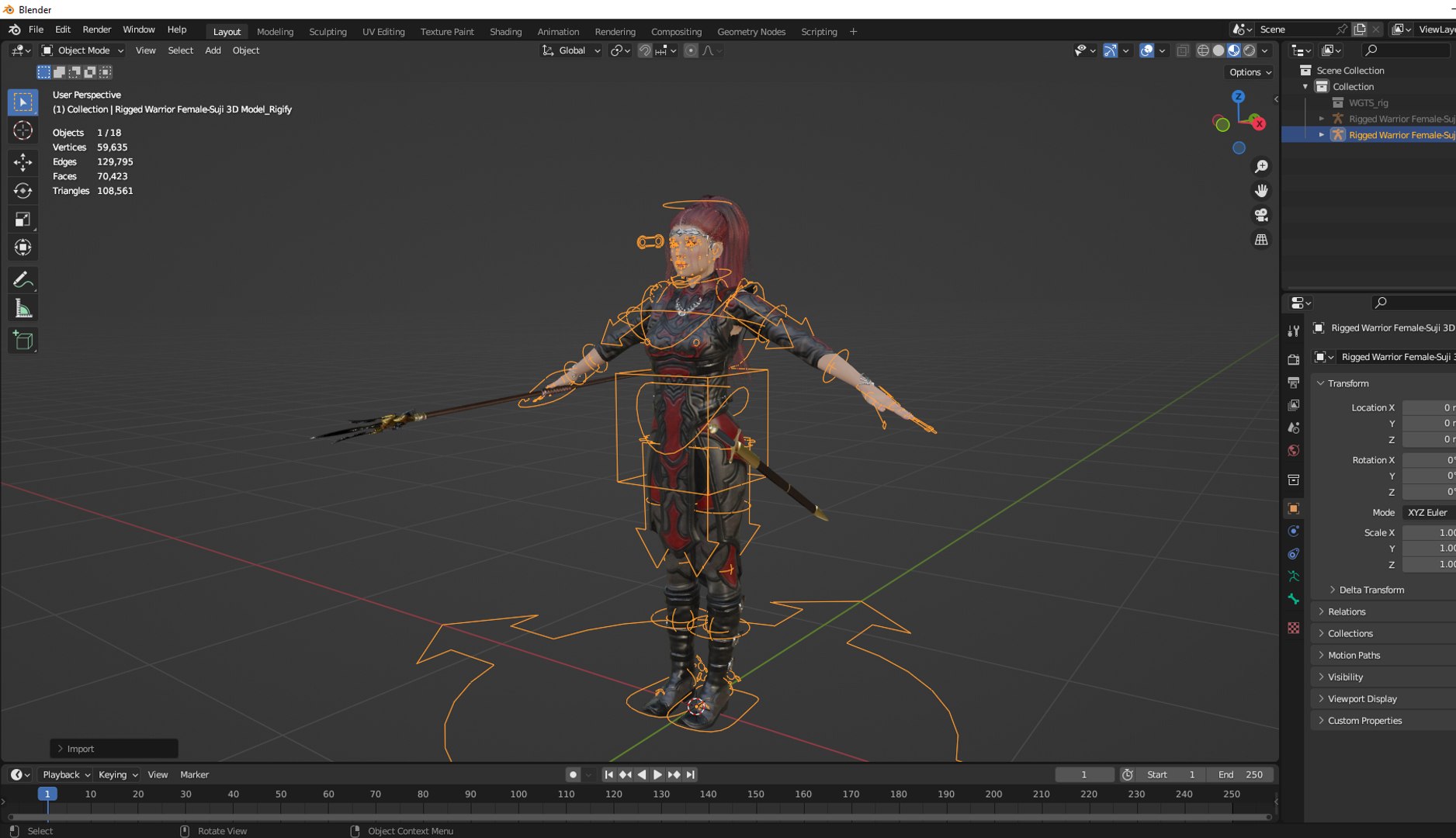 3D Realistic Rigged Warrior Female-Suji Model - TurboSquid 2112535