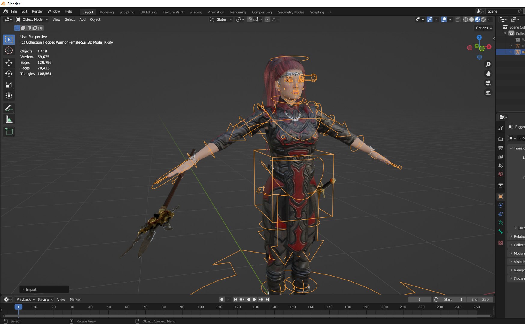 3D Realistic Rigged Warrior Female-Suji Model - TurboSquid 2112535