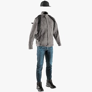Men's Pants with Jacket, Boots, Backpack, Tshirt and Cap 7