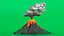 Stylized Erupting Volcano Gray 3D