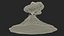Stylized Erupting Volcano Gray 3D