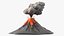 Stylized Erupting Volcano Gray 3D
