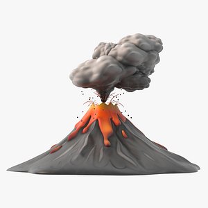 Stylized Erupting Volcano Gray