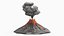 Stylized Erupting Volcano Gray 3D