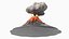 Stylized Erupting Volcano Gray 3D