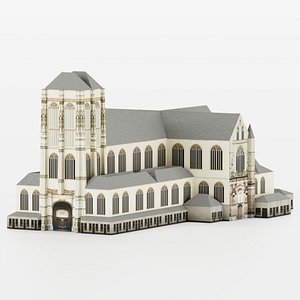 3D Saint James Church Antwerp Belgium 3D Lowpoly Model