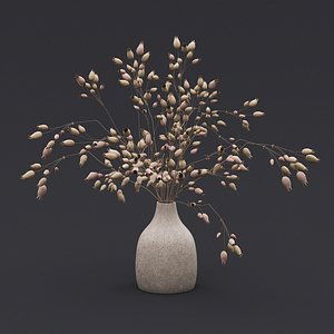3D Dried Grass Flowers I model