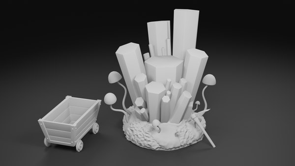 3D model cave crystal printed cluster