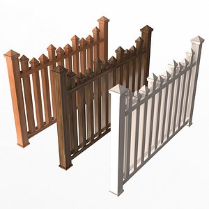 Wooden Fence 01 3D