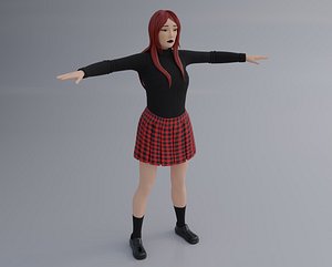 3D Anime Goth Girl - Rigged model