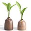 Wooden Vase with plants vol 134 -3dmodel