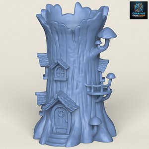 3D Wooden House Style Planter Print Ready 3D Model model