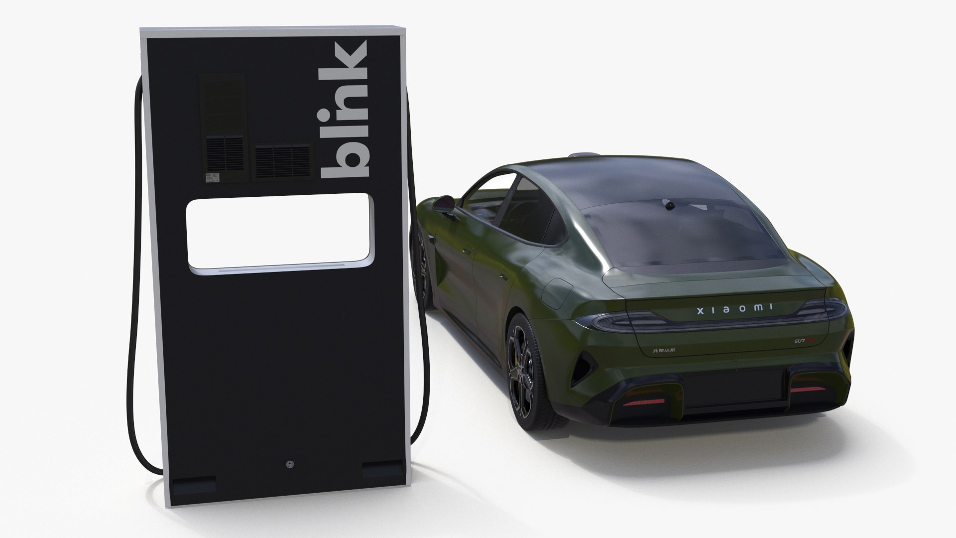 Electric Car Charging Station And Xiaomi Verdant Green 3D TurboSquid