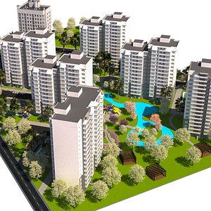 Fully Landscaped Residential Block 3D model