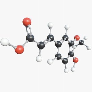 3D Ferulic Acid Molecule With PBR 4K 8K
