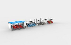 Stadium seating tribune set 3D model