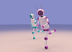 cartoon cute couple robot model