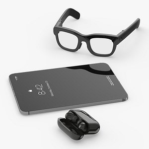 3D model Augmented Reality Glasses with Tablet and Earbuds