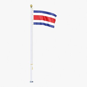 Costa Rica Flag Stand Pole Animated Loop