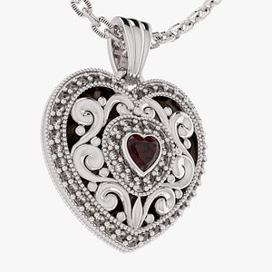 3D Heart Locket Pendant no Hinge
