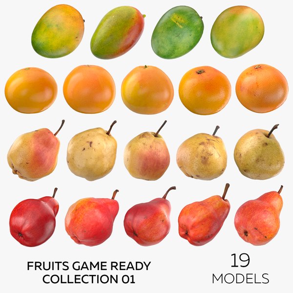 Fruits Game Ready Collection 01 - 19 models 3D model