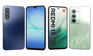 Xiaomi Redmi 15 5G Green And Samsung Galaxy A17 Blue 3D model