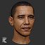 Barack Obama Serious 3D Portrait