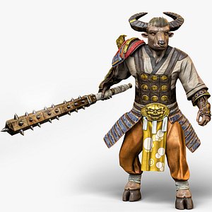 Bull Giro - Anthro Bushido Beasts - Macuahuitl Heroes - 37 3D model