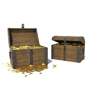 chest wood doubloons 3D