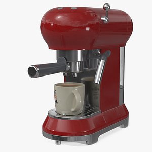 Retro Design Coffee Maker Serving Espresso Red