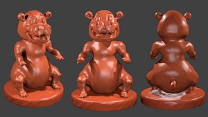 3D Hippo Cartoon Character Sculpting model