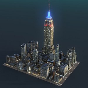 Manhattan District 06 Night  Low Poly