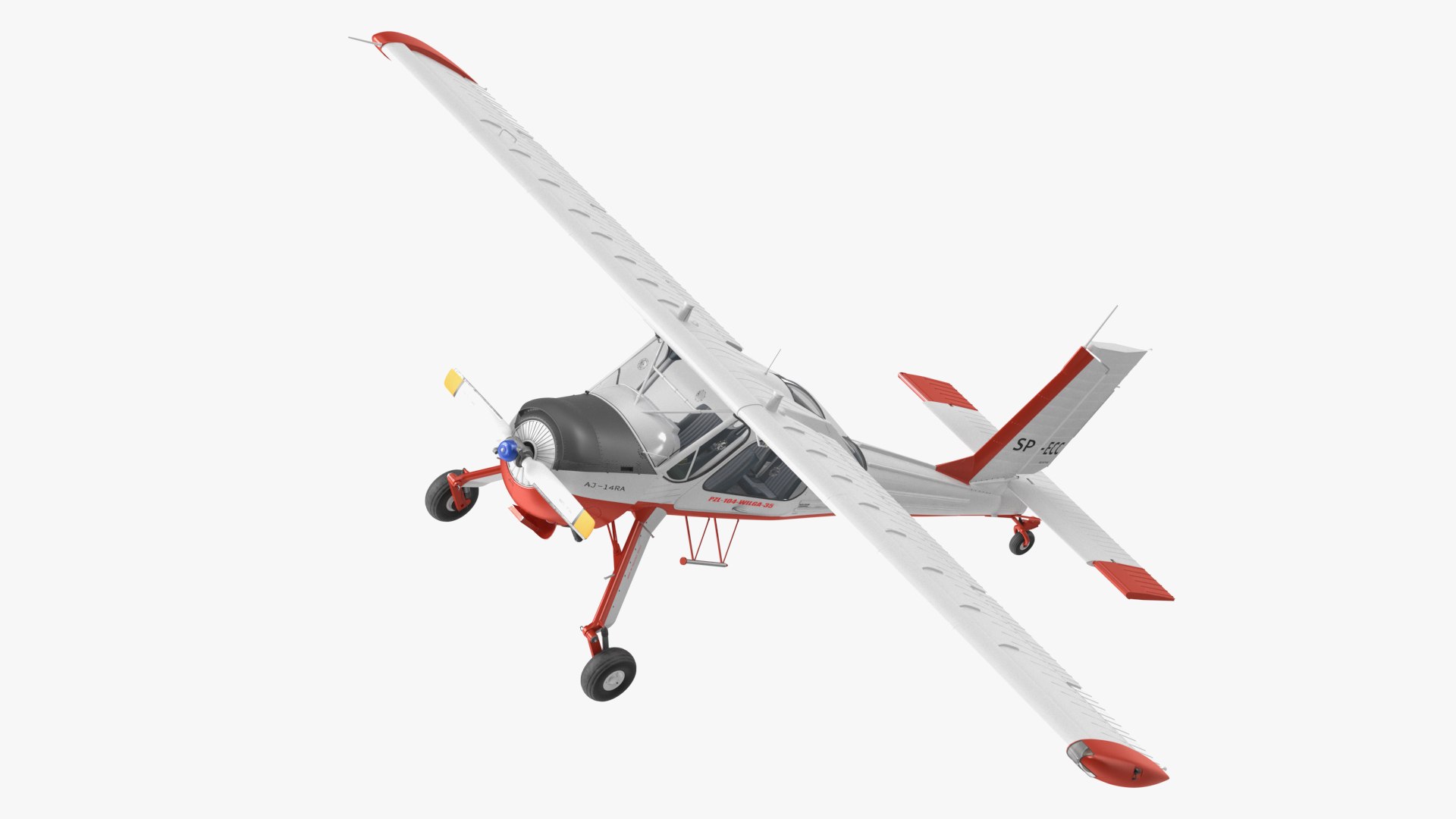 PZL 104 Wilga Airplane White Simple Interior 3D model preview