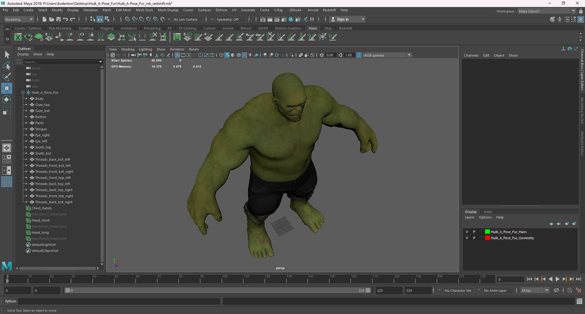 Hulk A-Pose Fur For Maya 3D Model - TurboSquid 2425184
